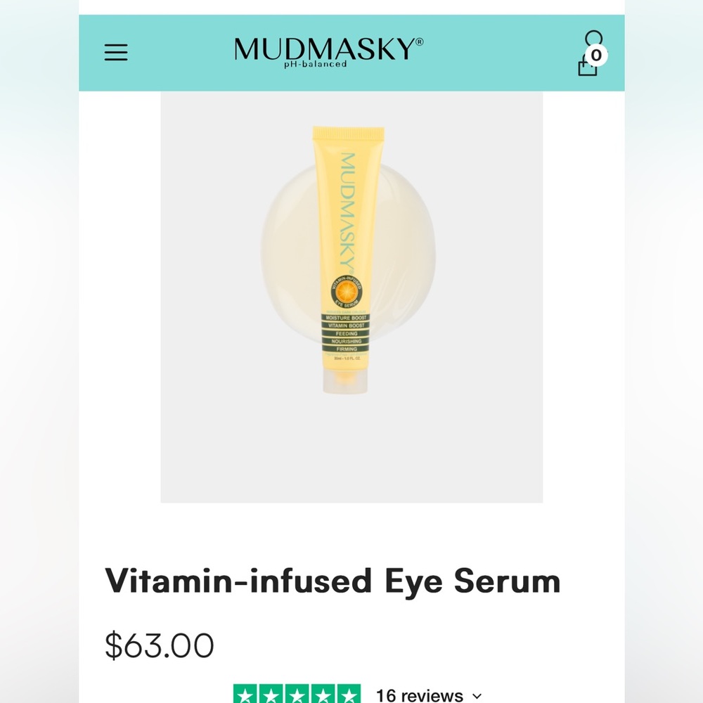 MudMasky Vitamin Eye Serum Full Size Retails $63.00 New